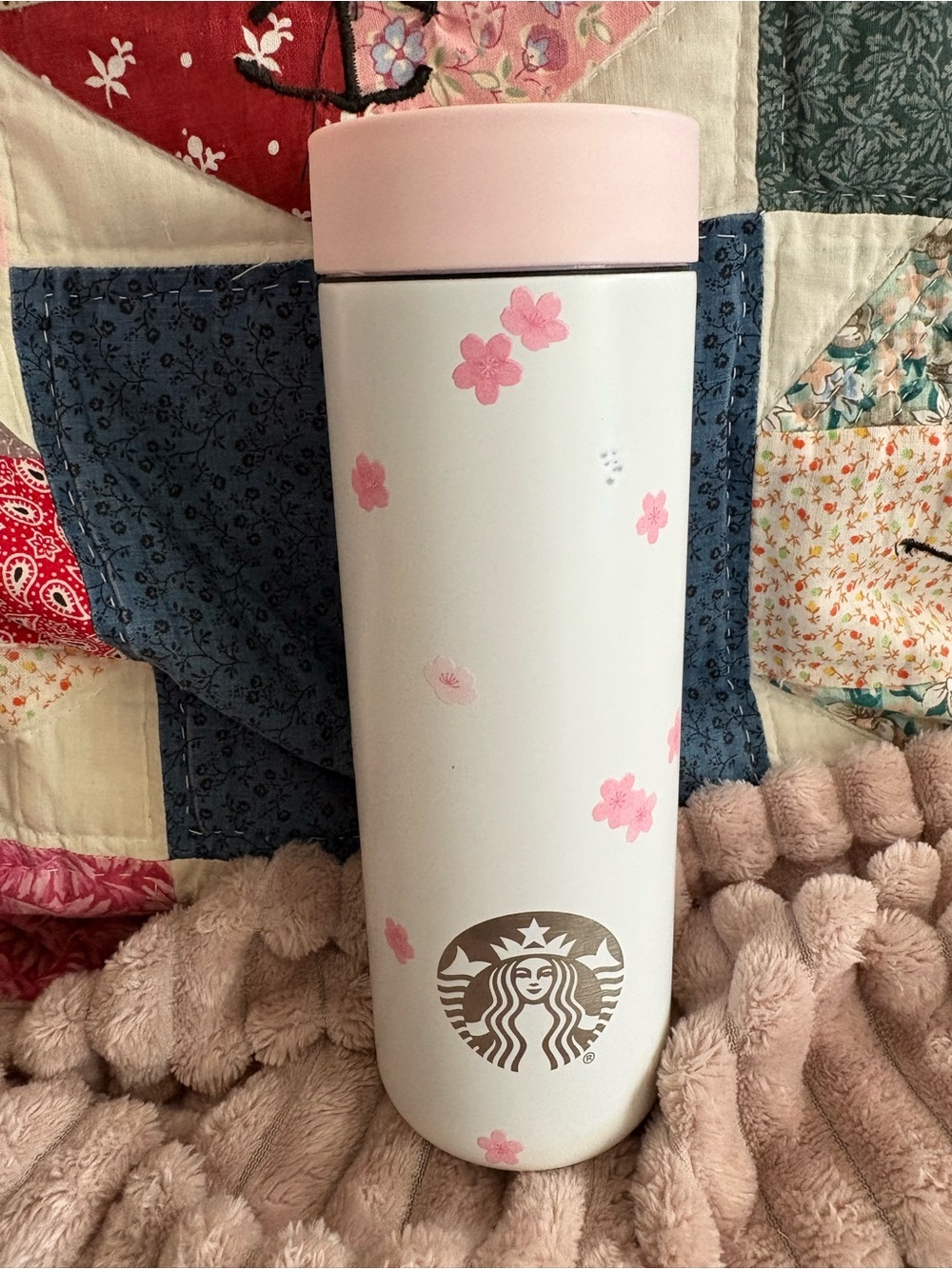 Starbucks White & Pink Sakura Stainless Tumbler